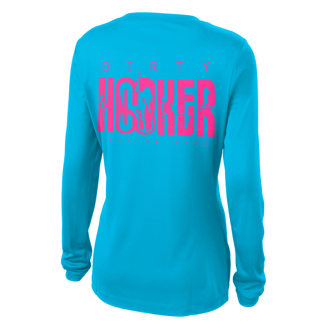 Dirty Hooker Classic Pink Ladies V-neck Dry Fit